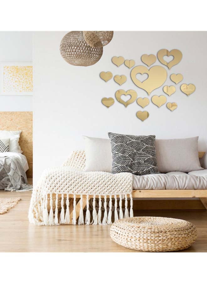 Sharpdo 16-Piece Heart Shaped Wall Sticker Set Gold - Image 3