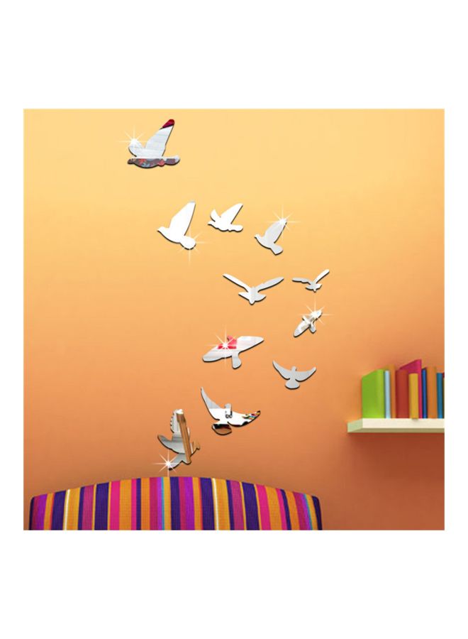 Sharpdo 11-Piece Decorative Bird Wall Sticker Set Silver 30 x 60cm - Image 3