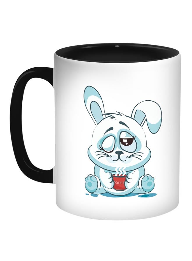 Generic Rabbit Printed Coffee Mug Black/White/Blue 