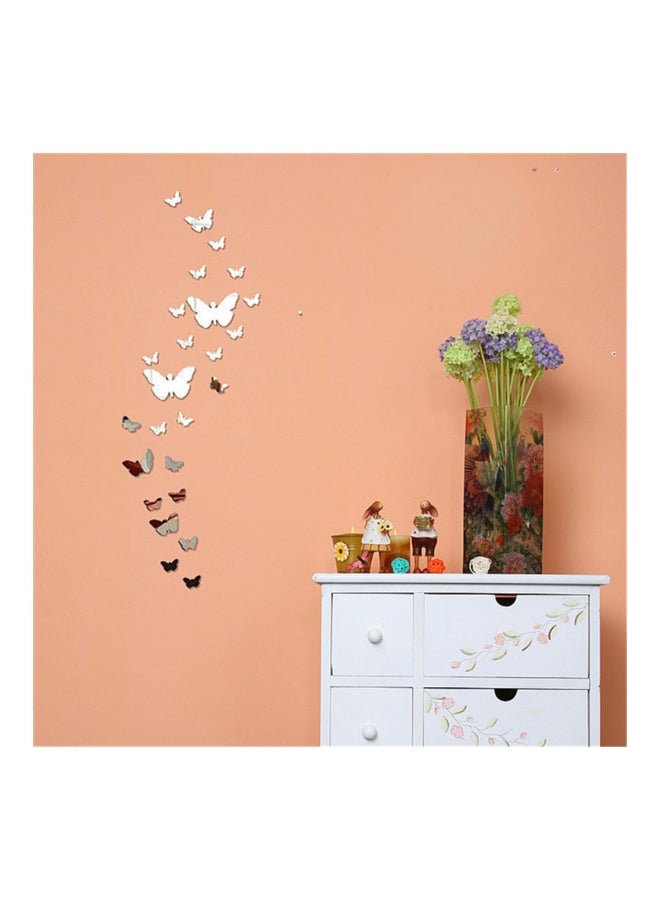 شاربدو مجموعة ملصقات ثلاثية الأبعاد بتصميم فراشة من 30 قطعة فضي - Image 2