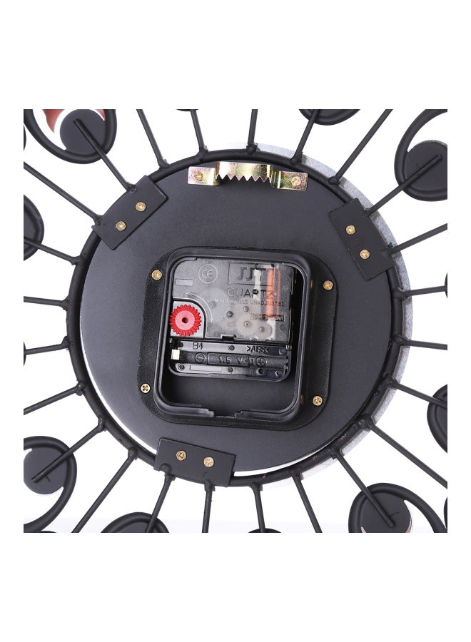 شاربدو ساعة جدارية عصرية بتصميم على شكل زهرة مرصعة بالألماس أسود/ فضي 37 x 16سم - Image 2