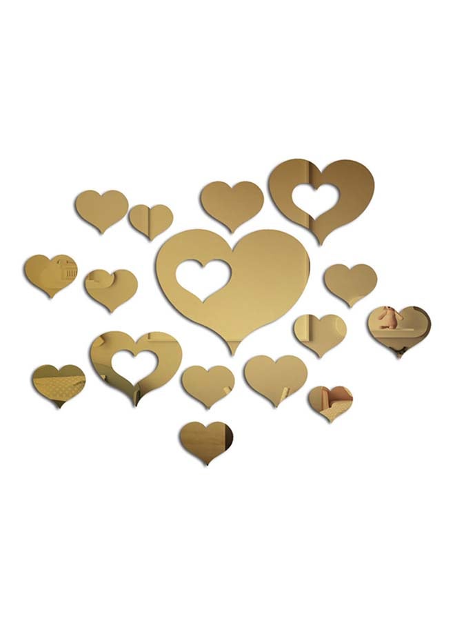 Sharpdo 16-Piece Heart Shaped Wall Sticker Set Gold - Image 1