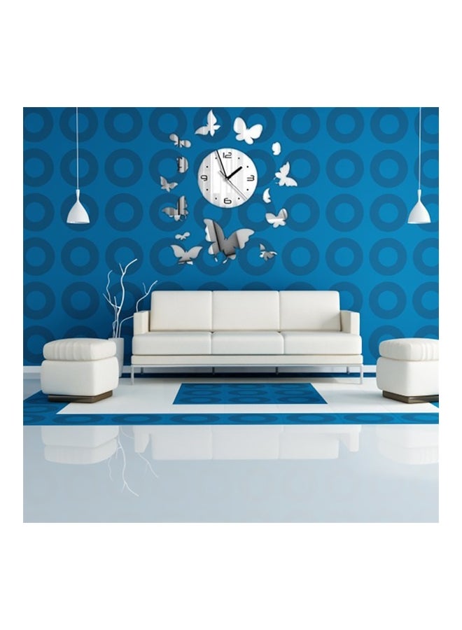 شاربدو ملصق ساعة جدارية بنمط مرآة أسود/ فضي - Image 4