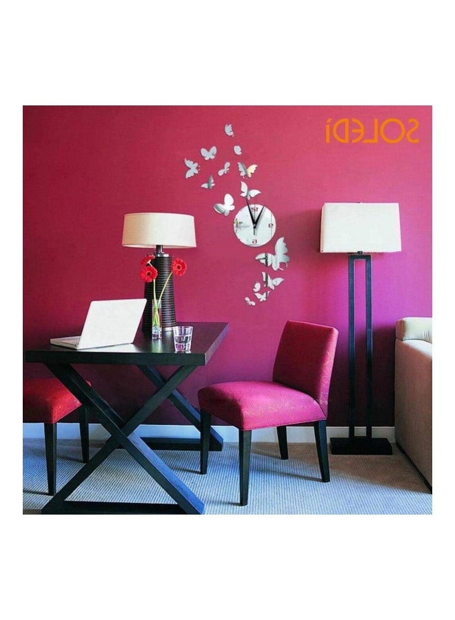 شاربدو ملصق ساعة جدارية بنمط مرآة أسود/ فضي - Image 3