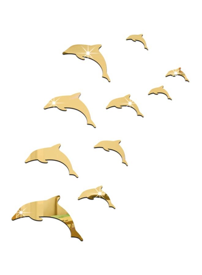 Sharpdo 10-Piece Fish Shaped Wall Sticker Set Gold - Image 1