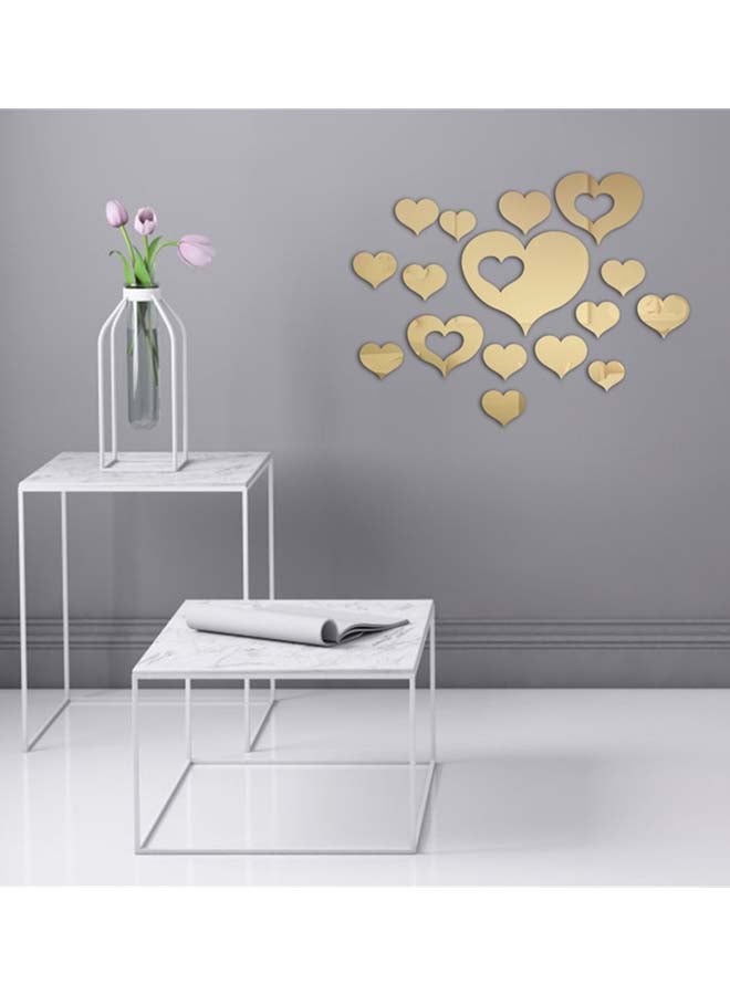 Sharpdo 16-Piece Heart Shaped Wall Sticker Set Gold - Image 2
