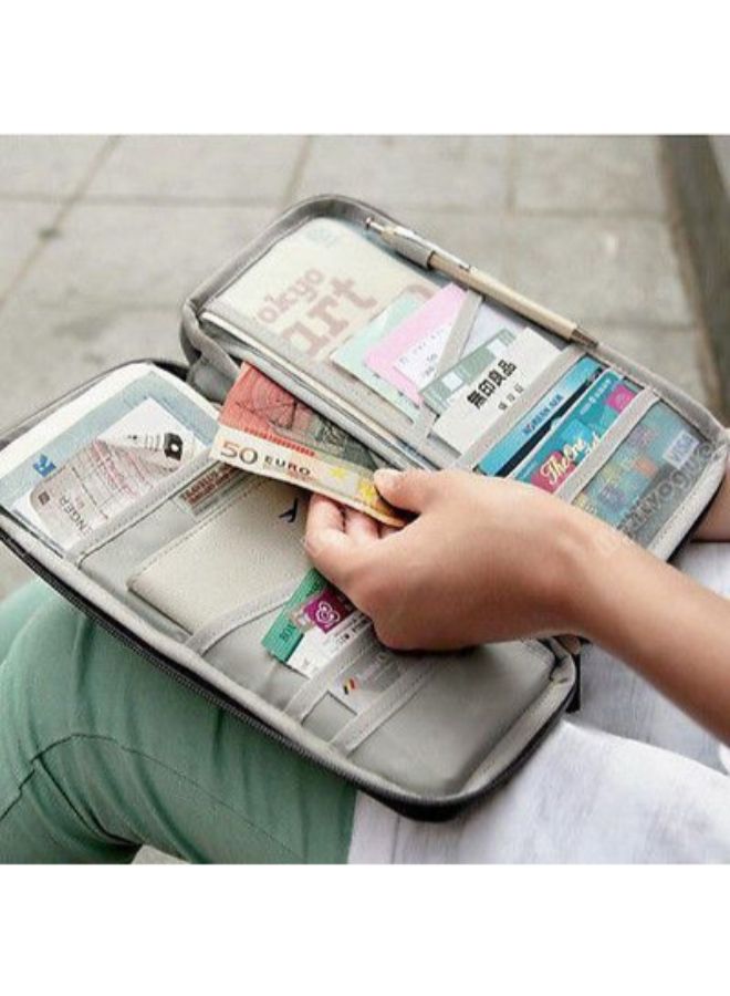 Blue Multi Pockets Wallet Purse Holder Case Document Travel Bag For Passport Credit Id Card Cash Red  - Image 3