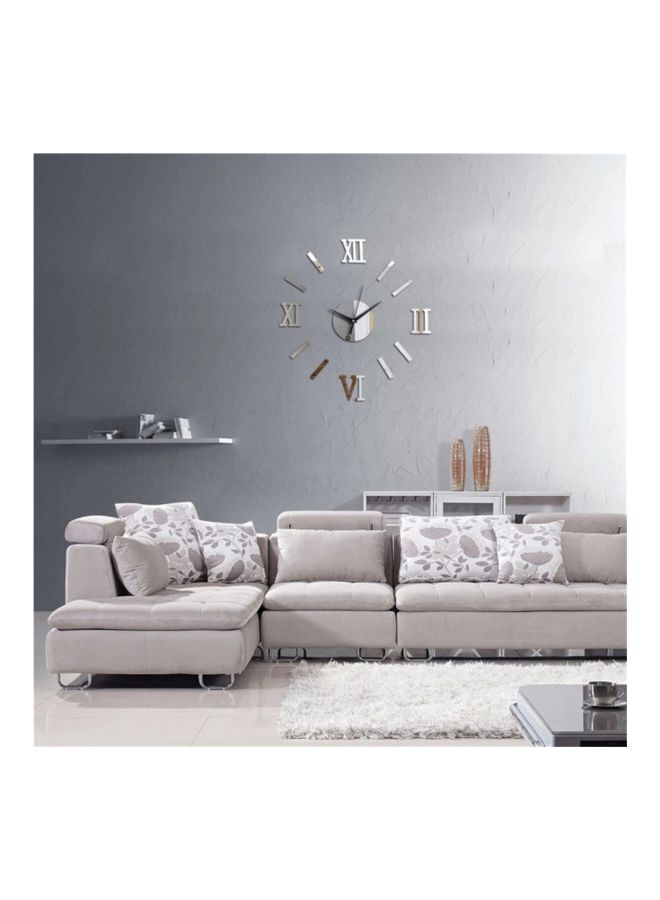 Sharpdo Mirror Style Wall Clock Sticker Silver 50 x 50cm - Image 2