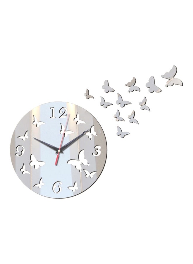 Sharpdo 12-Piece 3D Butterfly With Clock Sticker Set Silver 60 x 45cm - Image 1