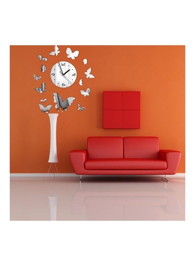 شاربدو ملصق ساعة جدارية بنمط مرآة أسود/ فضي - Image 2