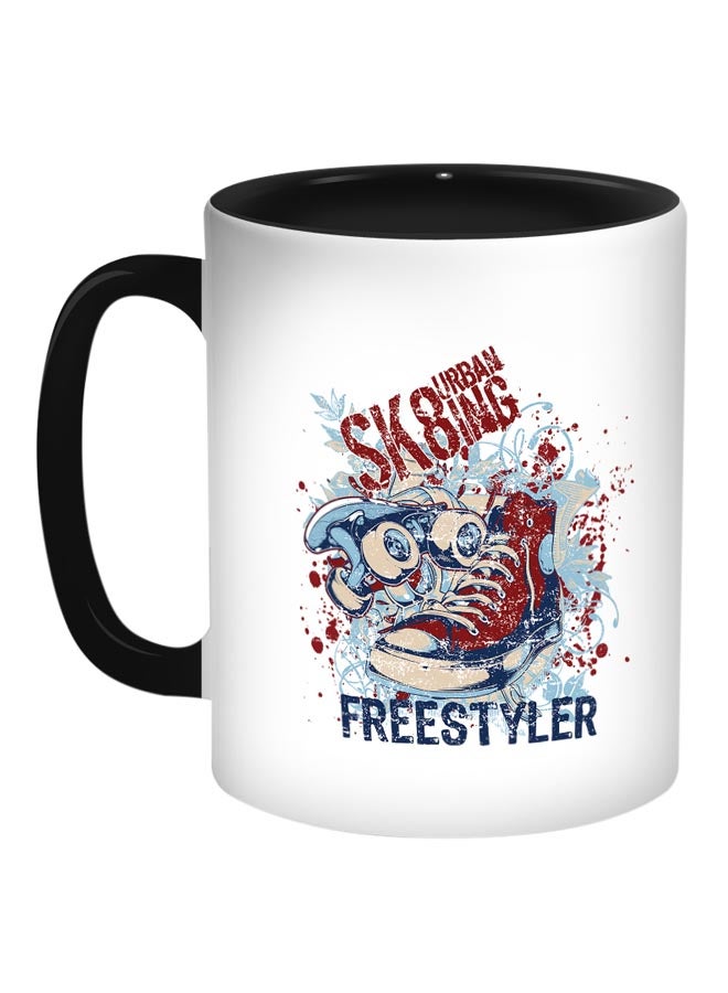Ski Shoe Printed Coffee Mug Black/White/Blue