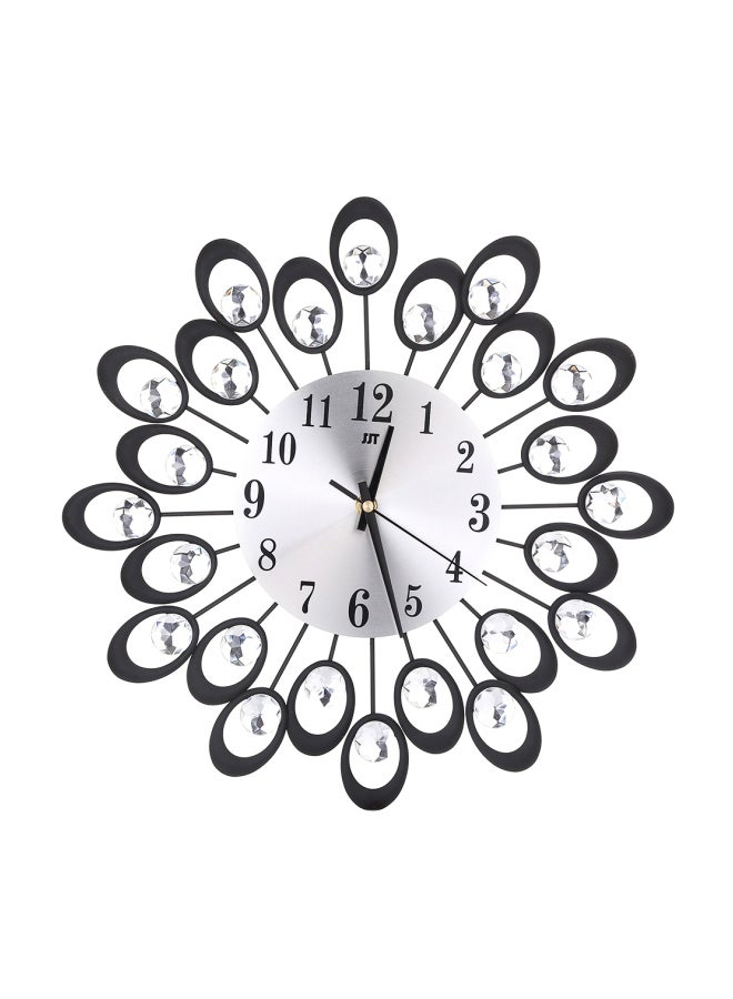 شاربدو ساعة جدارية عصرية بتصميم على شكل زهرة مرصعة بالألماس أسود/ فضي 37 x 16سم - Image 1