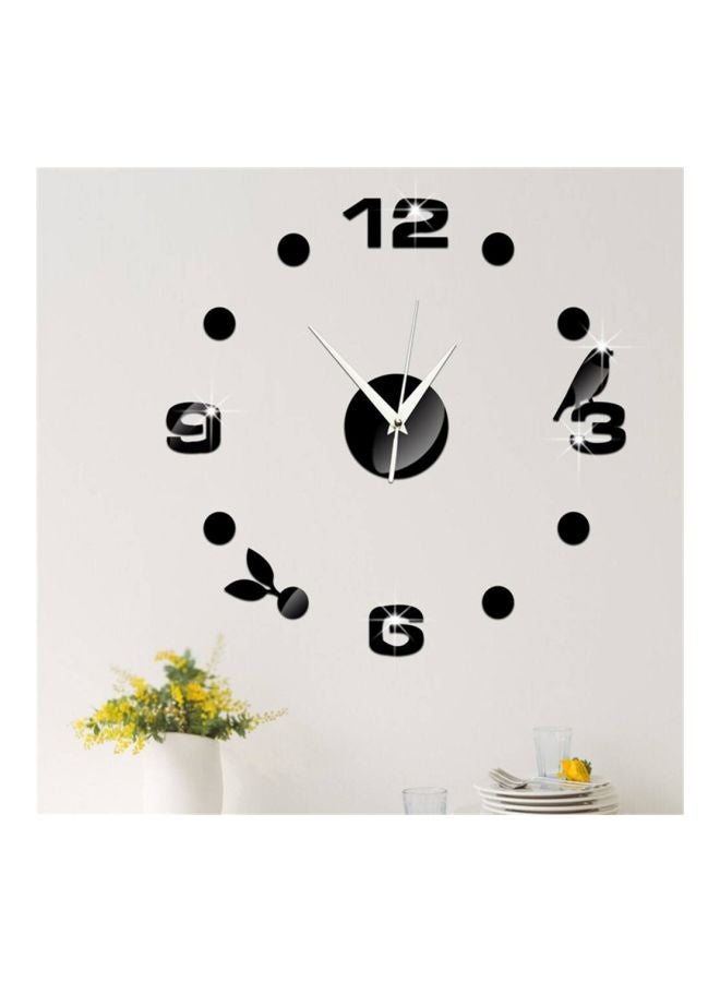 شاربدو ملصق ساعة جدارية بنمط مرآة أسود/فضي 43 x 43سم - Image 2