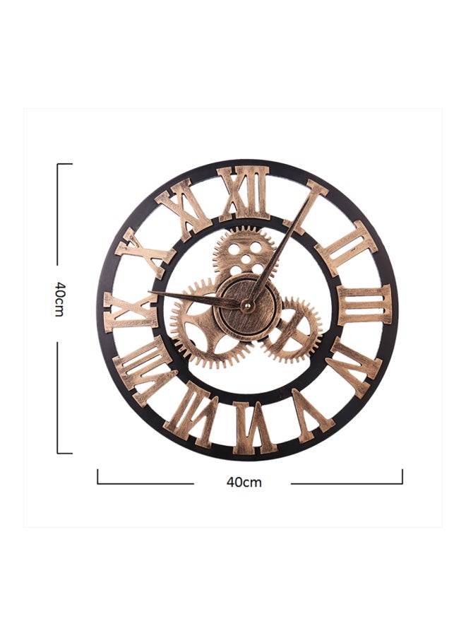 شاربدو ساعة حائط خشبية مزودة بجرس وأرقام رومانية تتميز بتصميم على شكل ترس كلاسيكي أسود/بني 40 x 40سم - Image 2