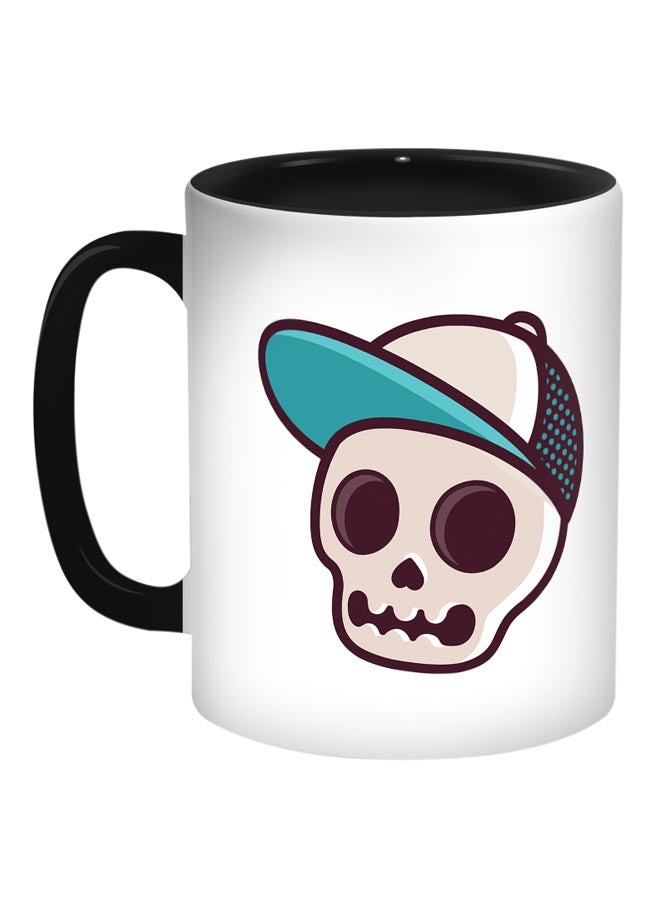 Skull With A Cap Printed Coffee Mug White/Black/Beige