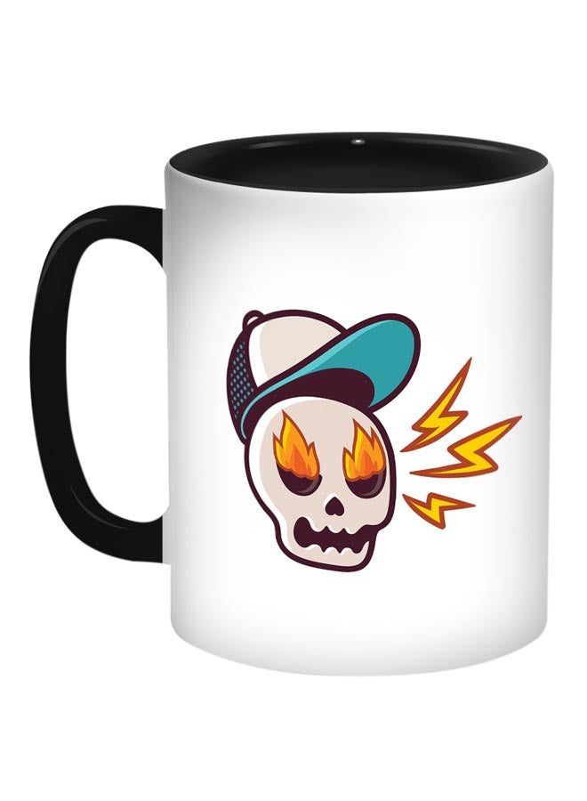 Skull With A Cap Printed Coffee Mug White/Black/Beige