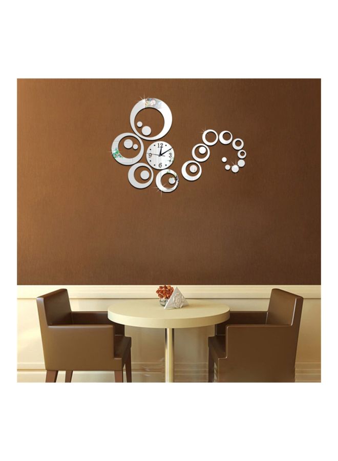 شاربدو ملصق ساعة جدارية بنمط مرآة فضي - Image 3