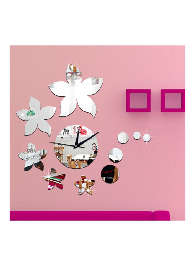 شاربدو ملصق ساعة جدارية بنمط مرآة فضي 60 x 45سم - Image 2