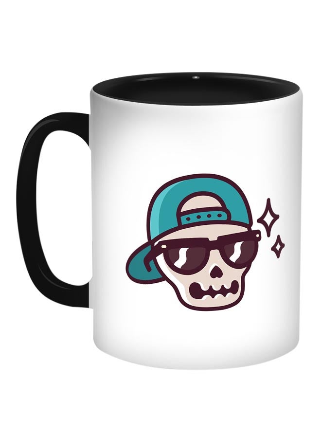 Skull With A Cap Printed Coffee Mug White/Black/Beige
