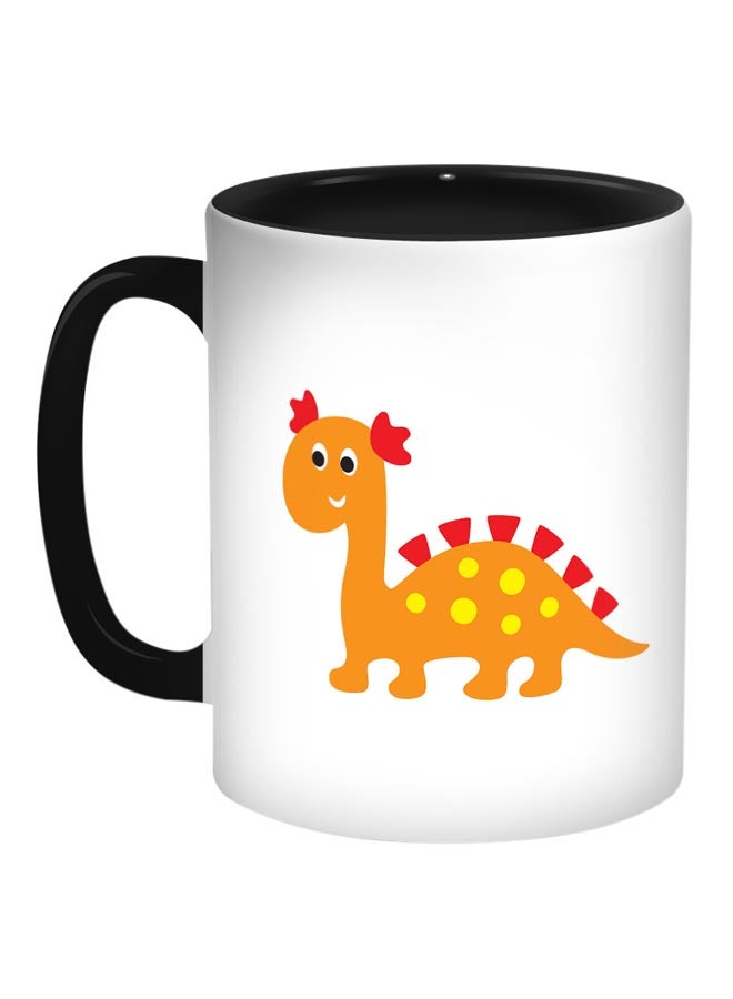 Dinosaur Printed Coffee Mug Black/White/Orange