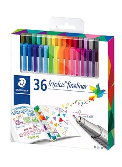 STAEDTLER 36-Piece Triplus Fineliner Pen Set Red/Pink/Black 