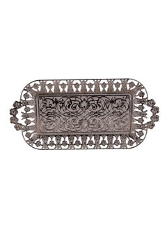 REGAL IN HOUSE Copper Handmade Engraved Tray Silver 38x19cm  - Image 1