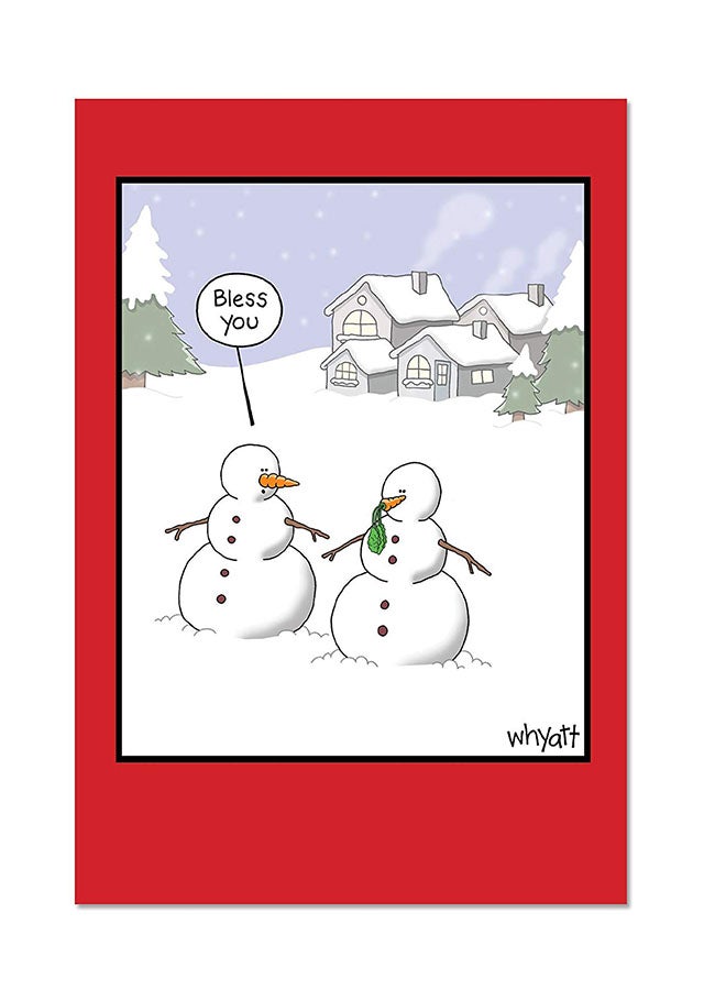 12 Box Snowman Sneeze Funny Greeting Cards With Envelopes