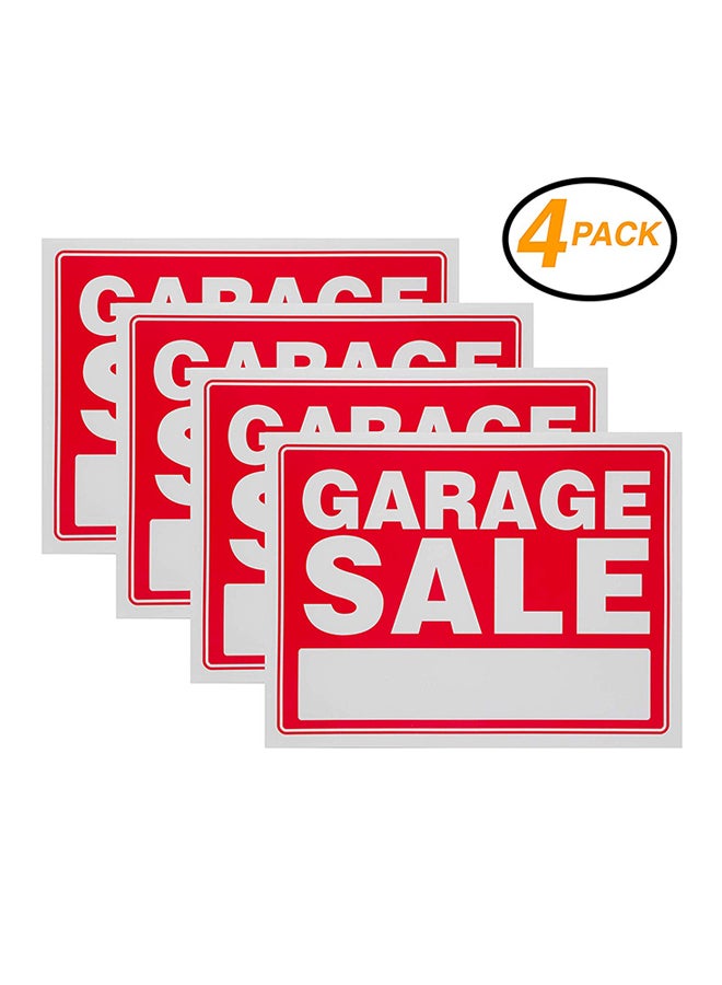 Pack Of 4 Garage Sale Street Signs Plastic Banner Labels