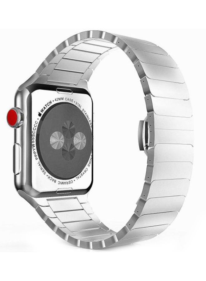365dealz Replacement Stainless Steel Folding Clasp Band For Apple Watch Series 3/4/5 Silver  - Image 1
