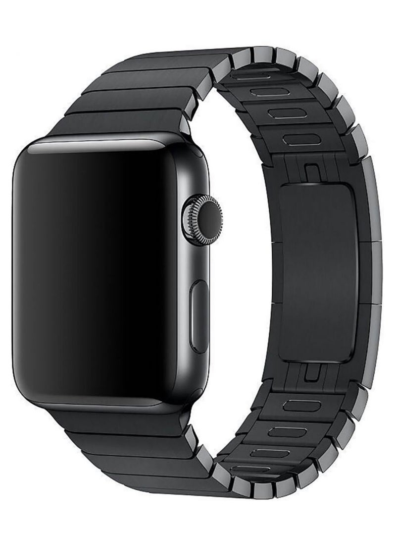 365dealz Replacement Stainless Steel Band With Screen Protector For Apple Watch Series 3/4/5 Black 