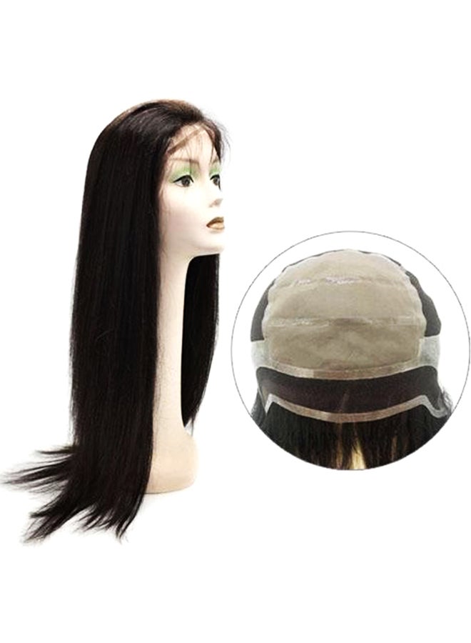 إستيل شعر مستعار طبيعي برباط كامل بدون غراء أسود - Image 1
