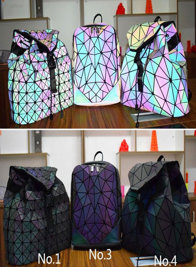 LisaAn - Luminous Holographic Reflective Geometric Backpack Grey/Black - Image 1