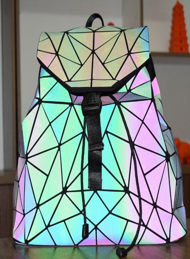 LisaAn - Luminous Holographic Reflective Geometric Backpack Grey/Black - Image 1