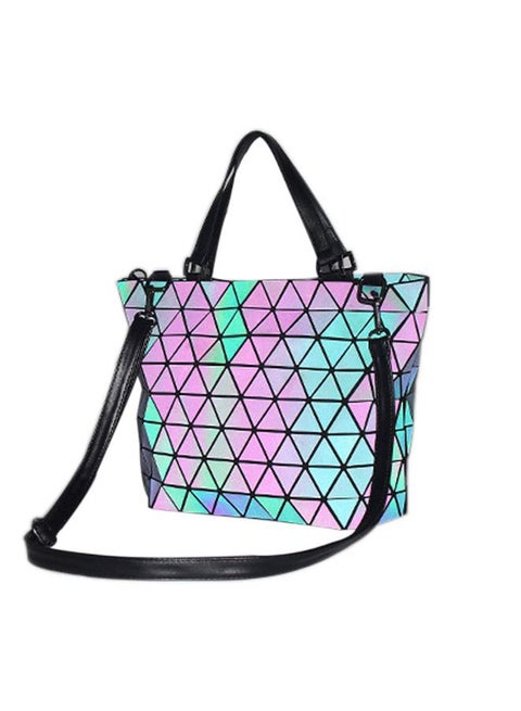 Luminous Geometric Lattice Design Tote Multicolour