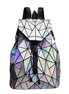 LisaAn Holographic Reflective College Rucksack Backpack Silver/Black  - Image 1