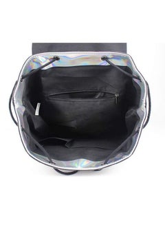 LisaAn Holographic Reflective College Rucksack Backpack Silver/Black  - Image 3