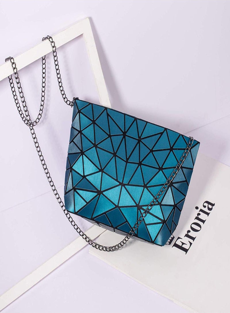 LisaAn Geometric Holographic Luminous Crossbody Bag Blue/Black  - Image 3