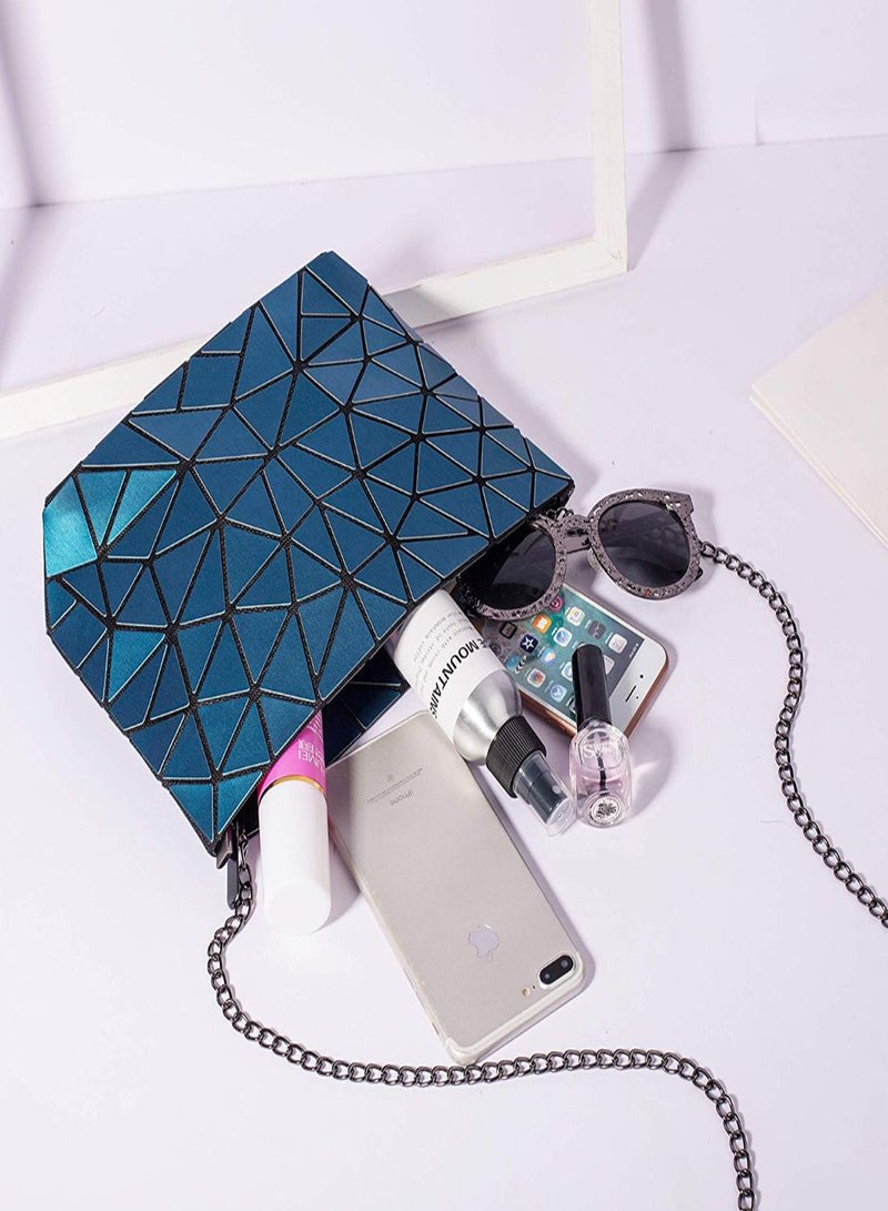 LisaAn Geometric Holographic Luminous Crossbody Bag Blue/Black  - Image 4