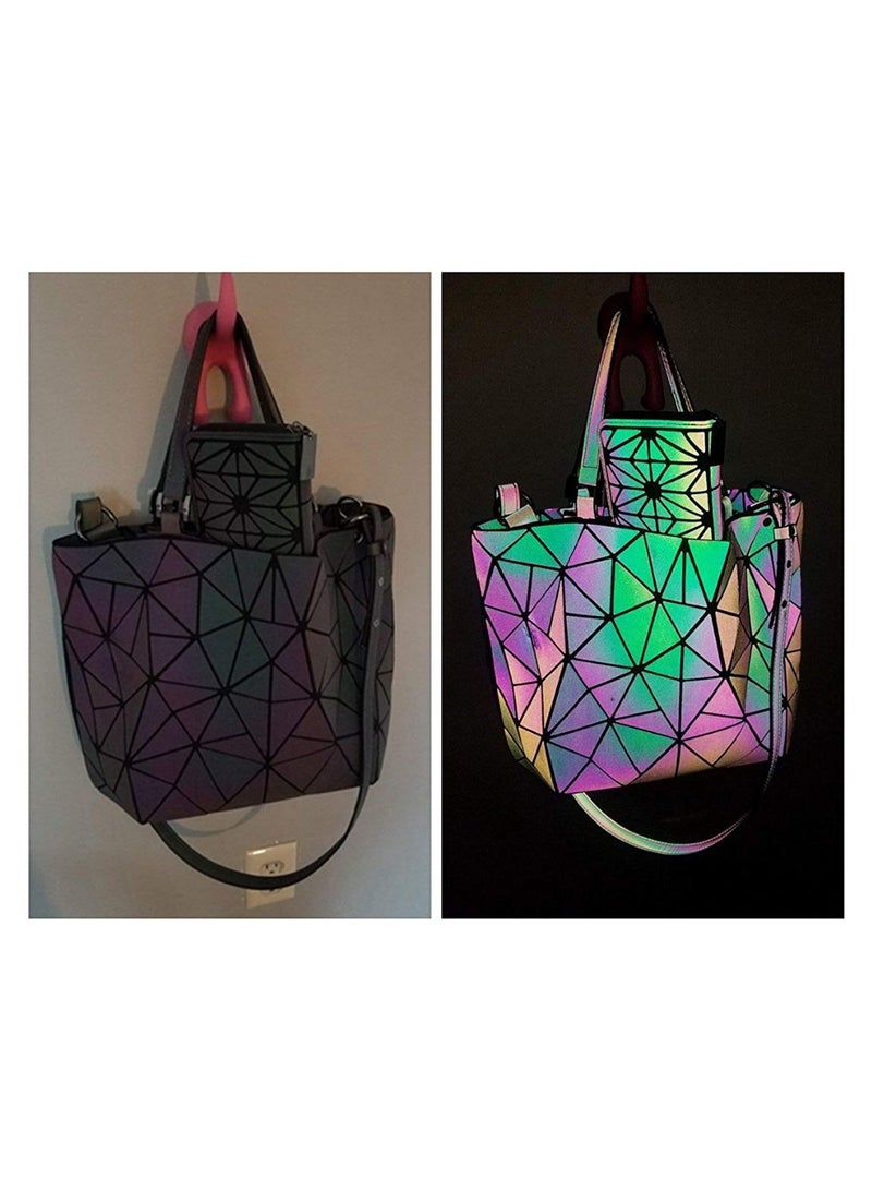 LisaAn Luminous Geometric Lattice Design Tote Grey  - Image 3