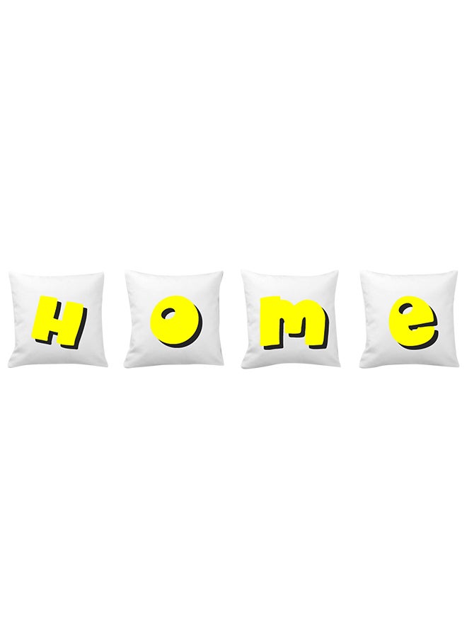 Biggdesign 4-Piece Pillow Case Set Yellow/White 43x43cm  - Image 1