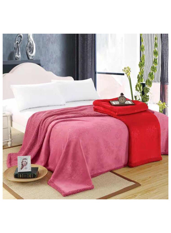 مينج لي بطانية خفيفة بوجهين مقاس كينج بوليستر وردي 220x200سم