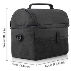 Large Capacity Insulated Keep Warm Lunch Bag Oxford Material Black 26x16x24cm - v1554960674/N23405613A_2