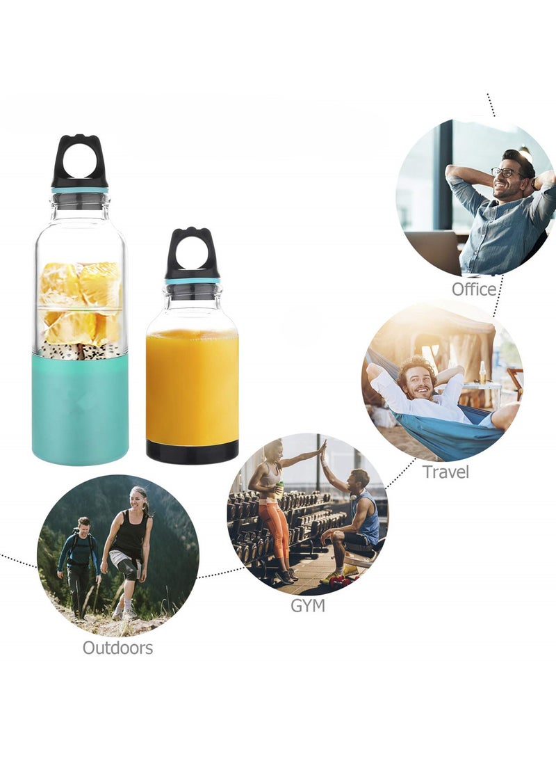 Portable USB Rechargeable Juice Cup Blender Blue/Clear 500ml  - Image 4