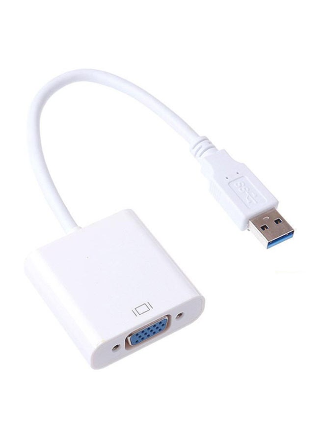 Aleesh 1080P USB 3.0 To Vga Display External Video Graphics Adapter White
