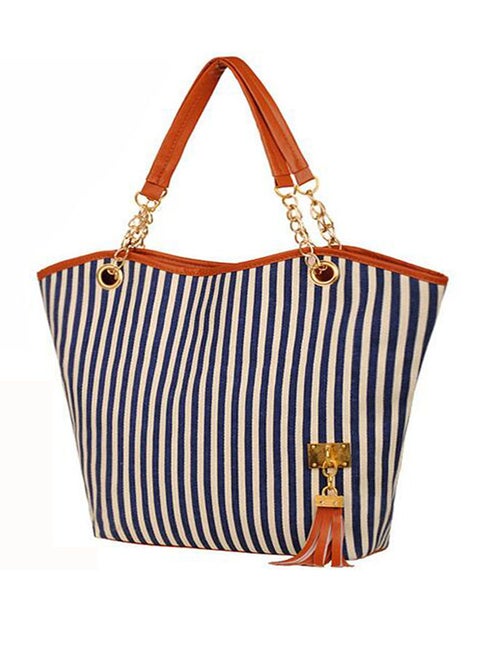 Tassel Vertical Stripe Shoulder Bag Multicolour