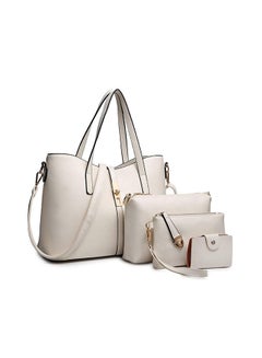 4-Piece Synthetic Leather Shoulder Bag Set White