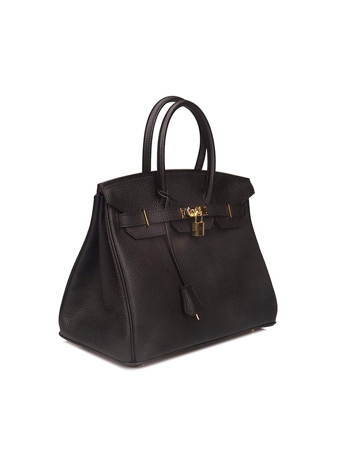 Generic Padlock Handbag With Gold Hardware Black  - Image 2