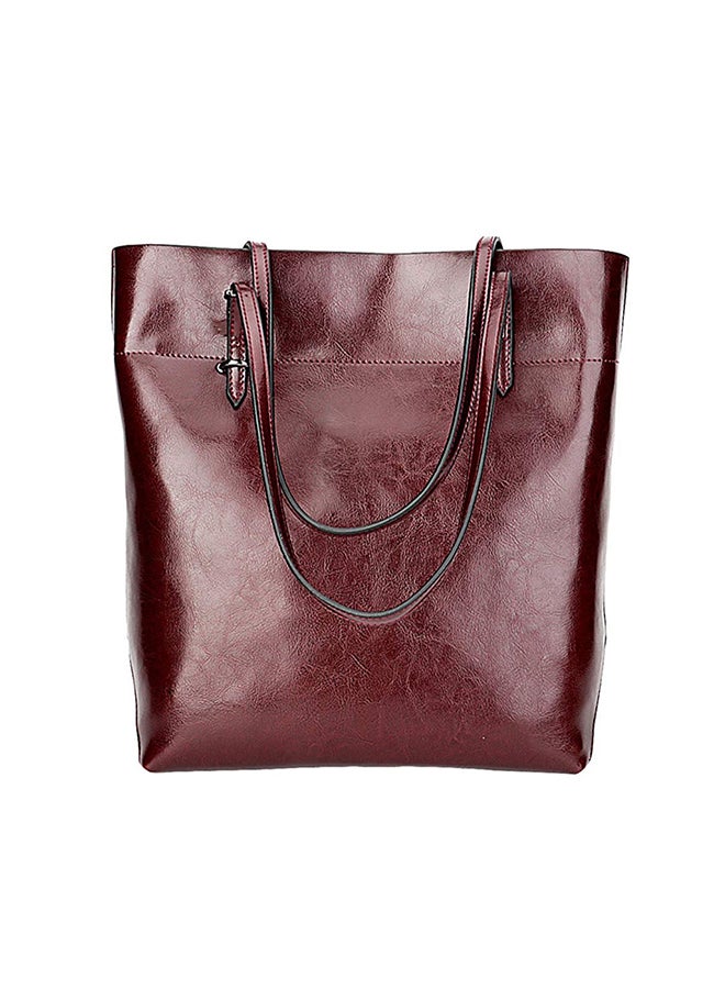 Generic - Genuine Leather Tote Shoulder Bag Red - Image 1
