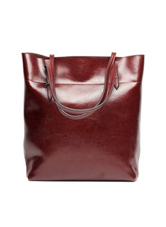 Genuine Leather Tote Shoulder Bag Red