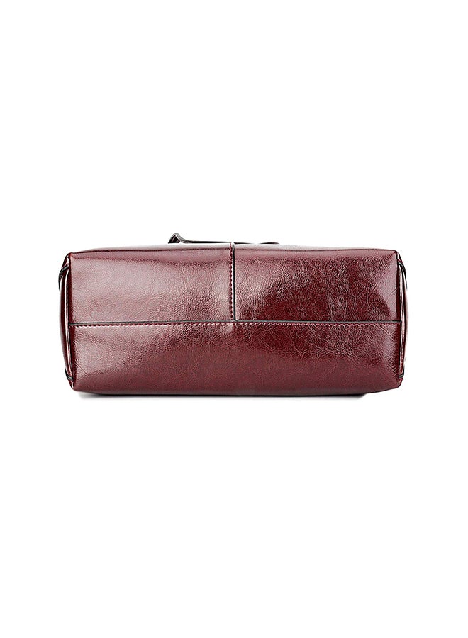 Generic - Genuine Leather Tote Shoulder Bag Red - Image 1